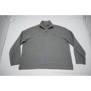 Polo Ralph Lauren Zip Neck Pullover Sweater Gray Long Sleeve Mens Size XL